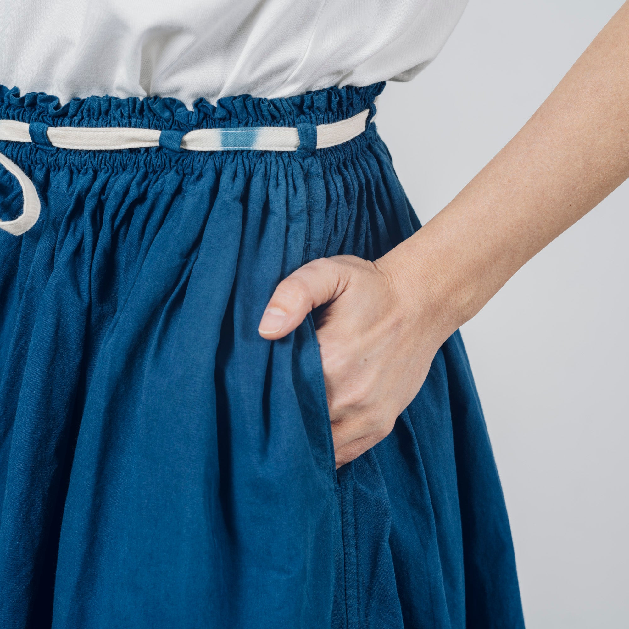 [Skirt] Gathered skirt/indigo dye