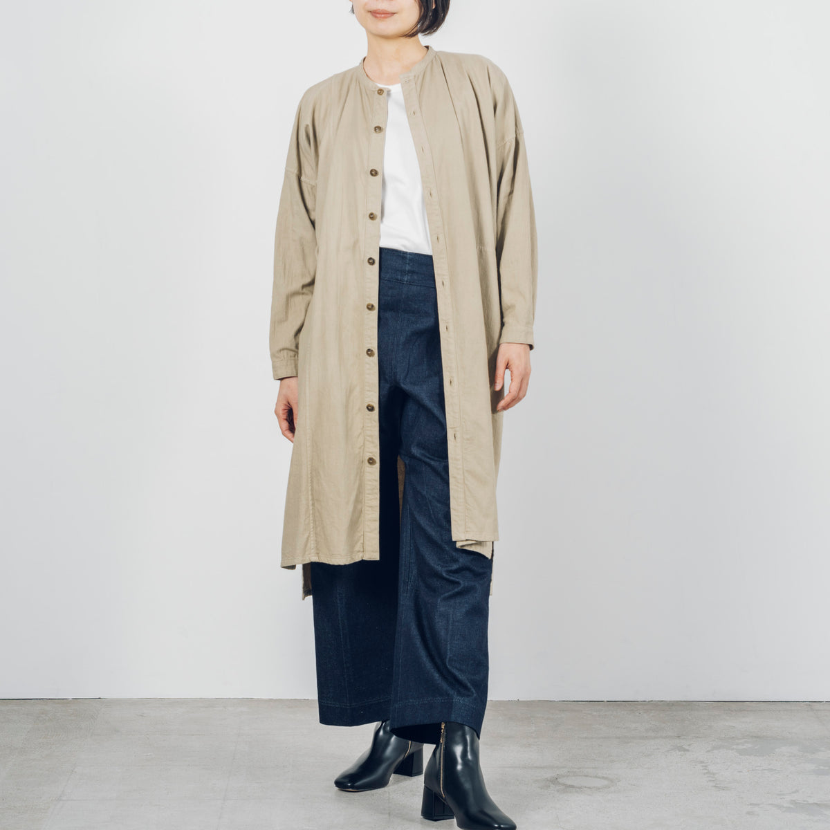 [Echizen One-piece] Organic cotton flannel / khaki (marigold dyed)