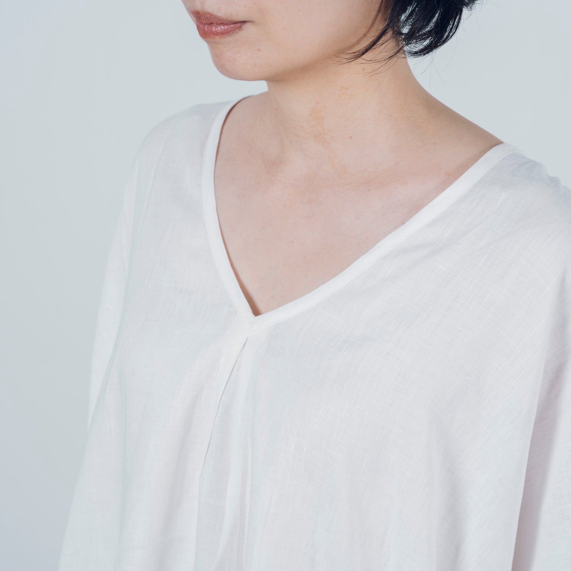 ［さっくりワンピース］リネン/ホワイト