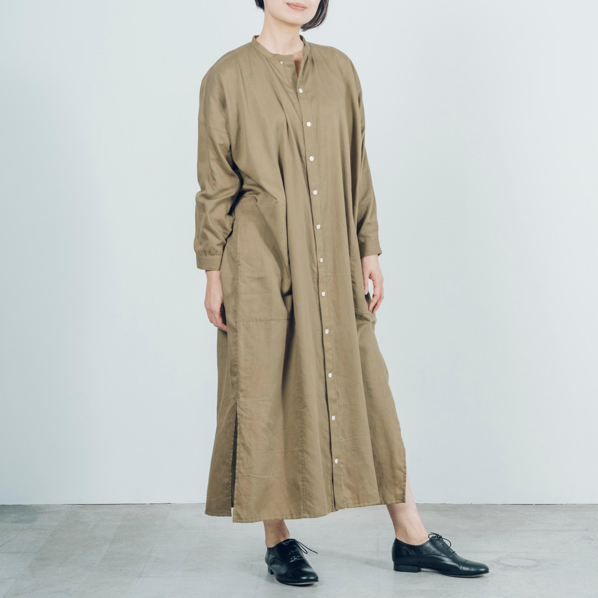 [Echizen One-piece] Maxi length/Organic cotton/Marigold khaki