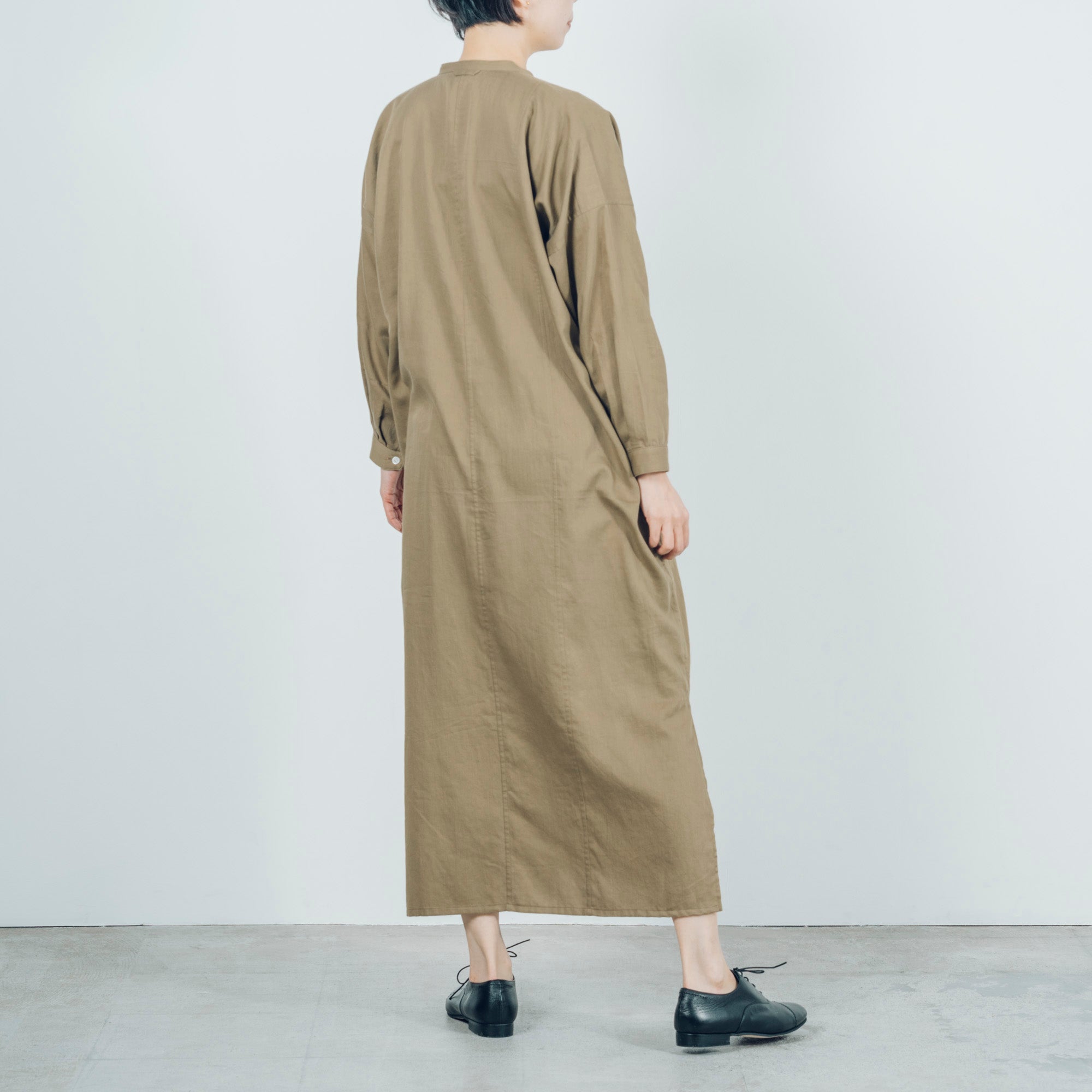 [Echizen One-piece] Maxi length/Organic cotton/Marigold khaki