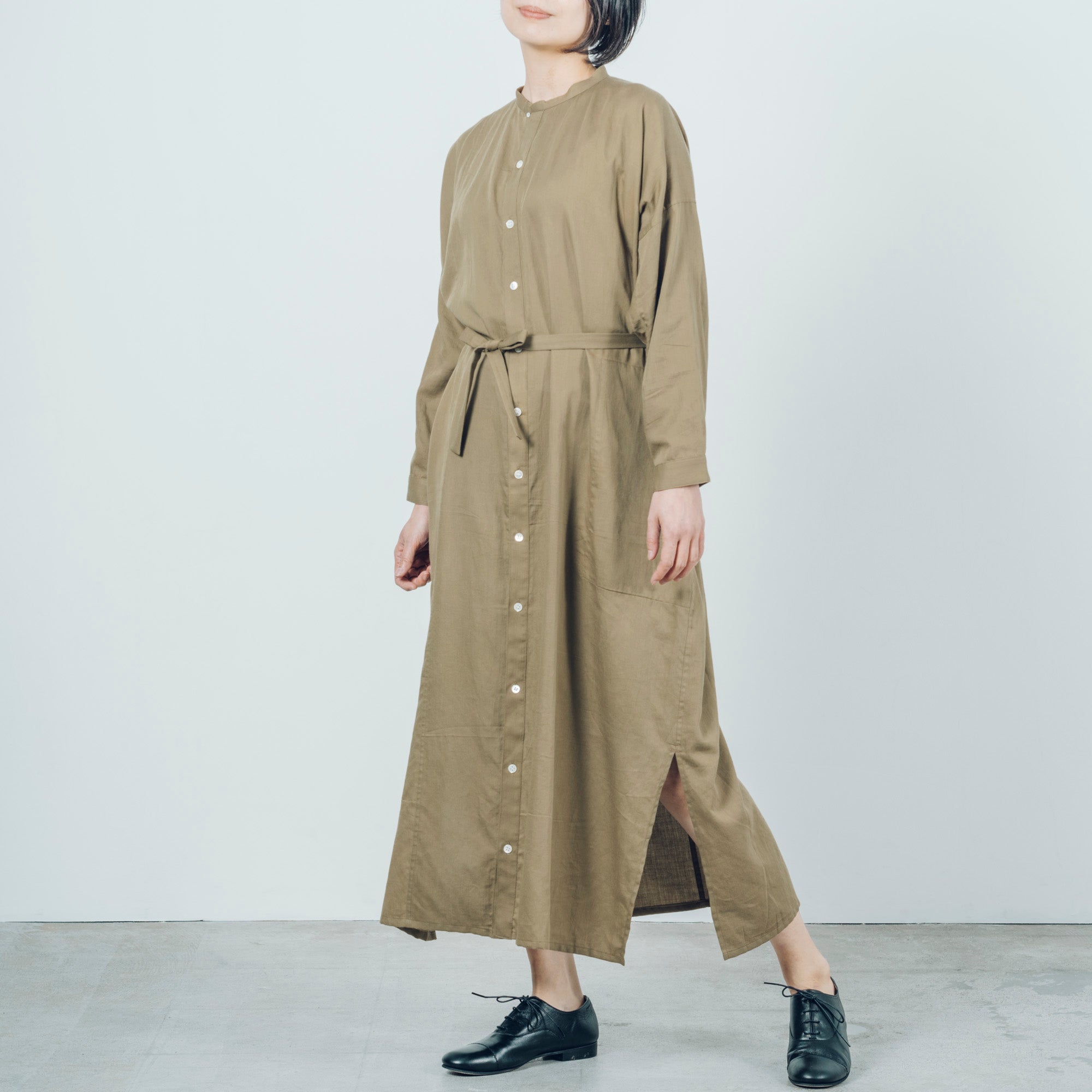 [Echizen One-piece] Maxi length/Organic cotton/Marigold khaki