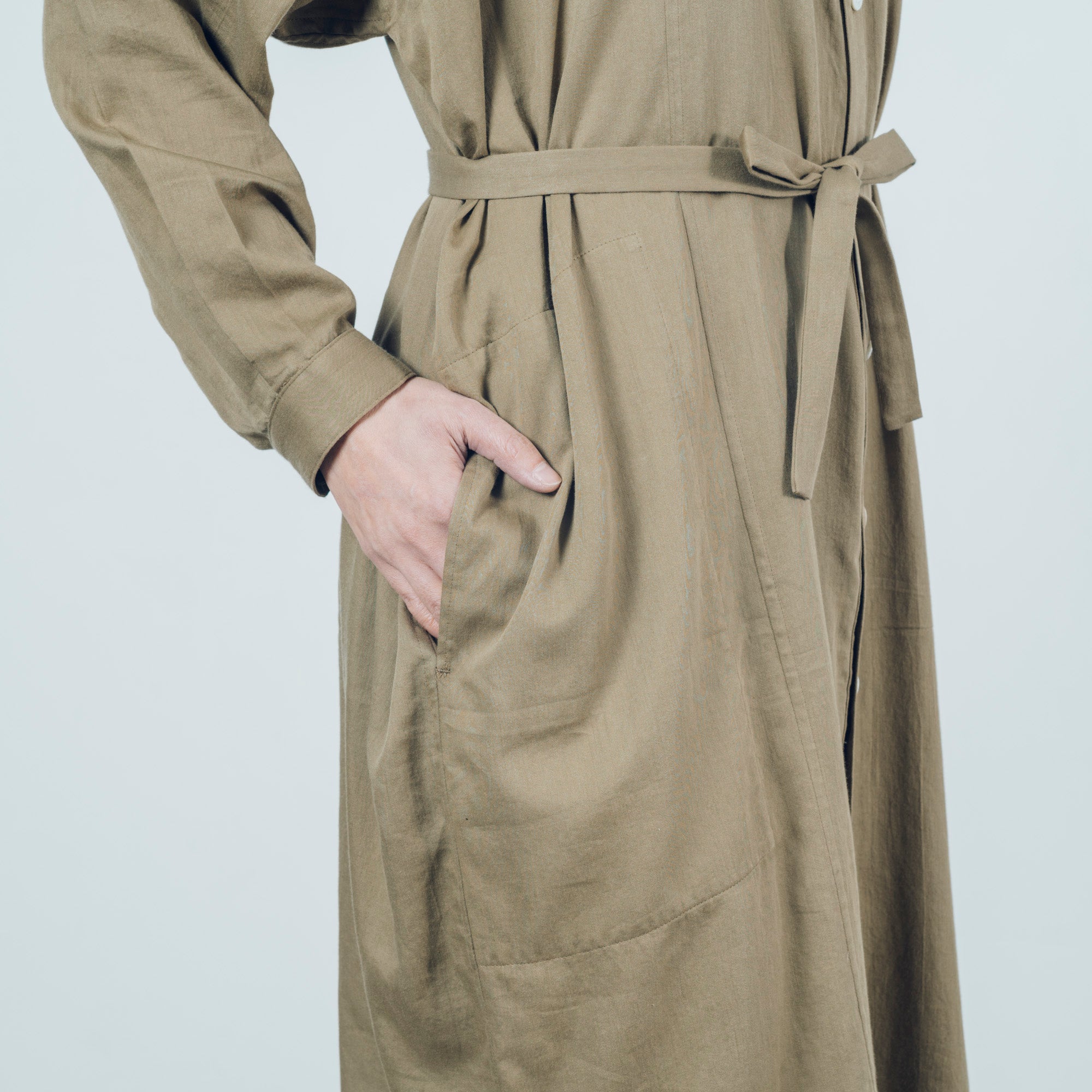 [Echizen One-piece] Maxi length/Organic cotton/Marigold khaki