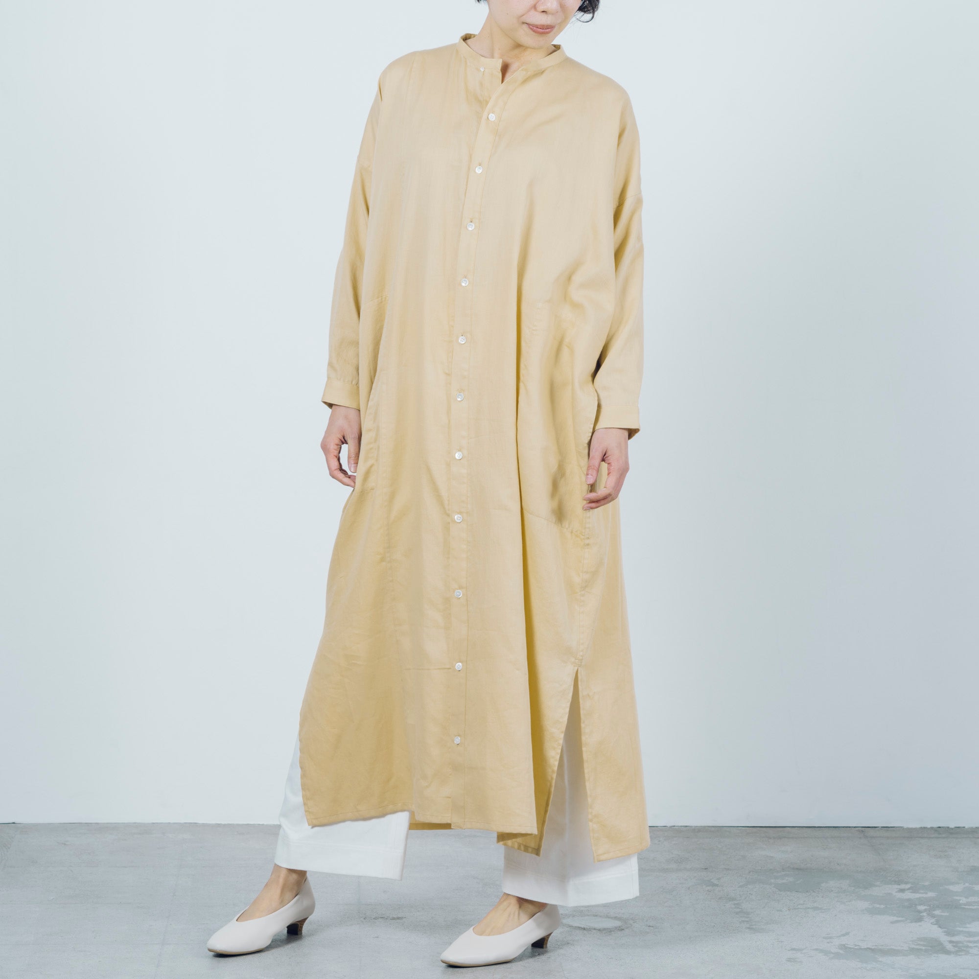 [Echizen One-piece] Maxi length/organic cotton/marshmallow yellow