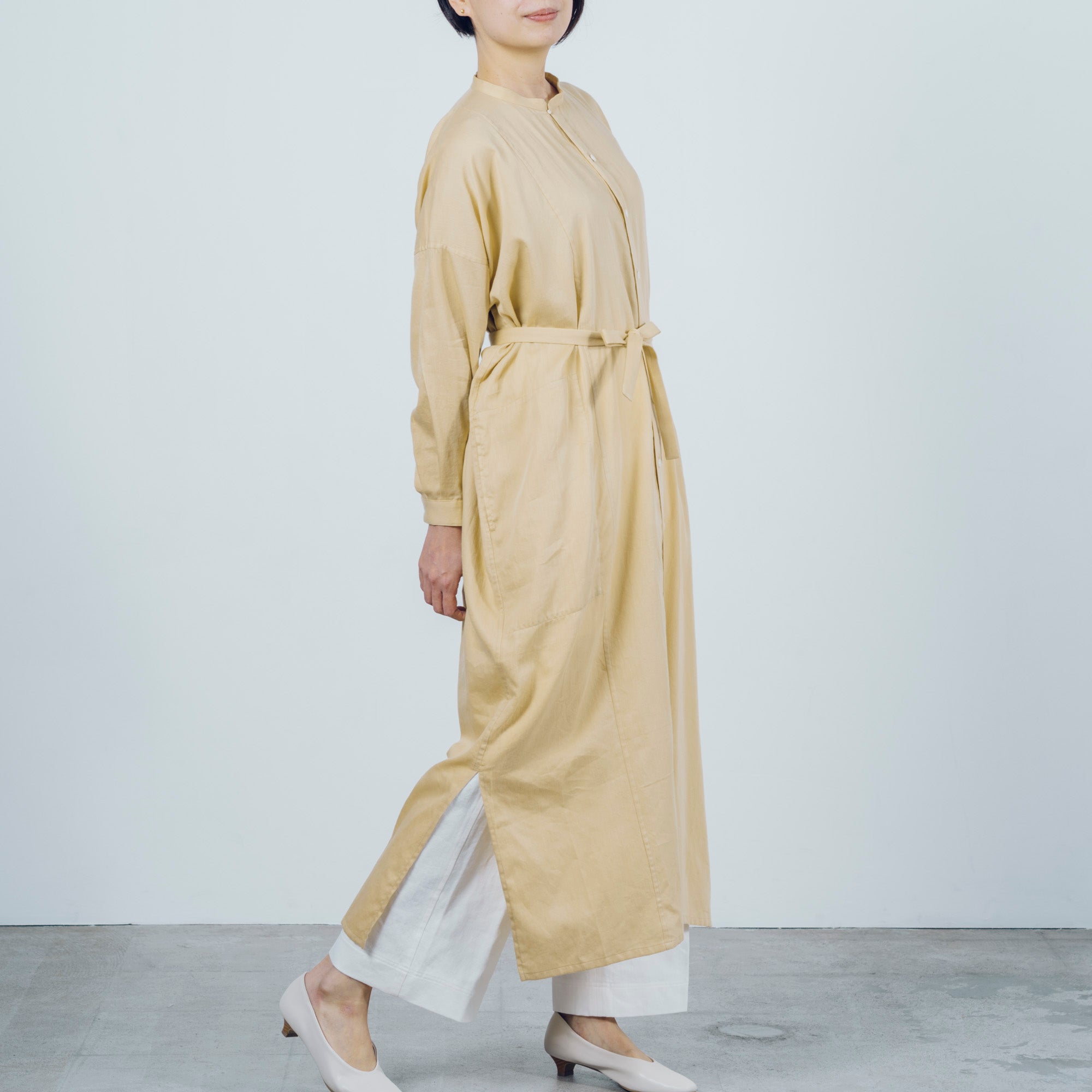 [Echizen One-piece] Maxi length/organic cotton/marshmallow yellow