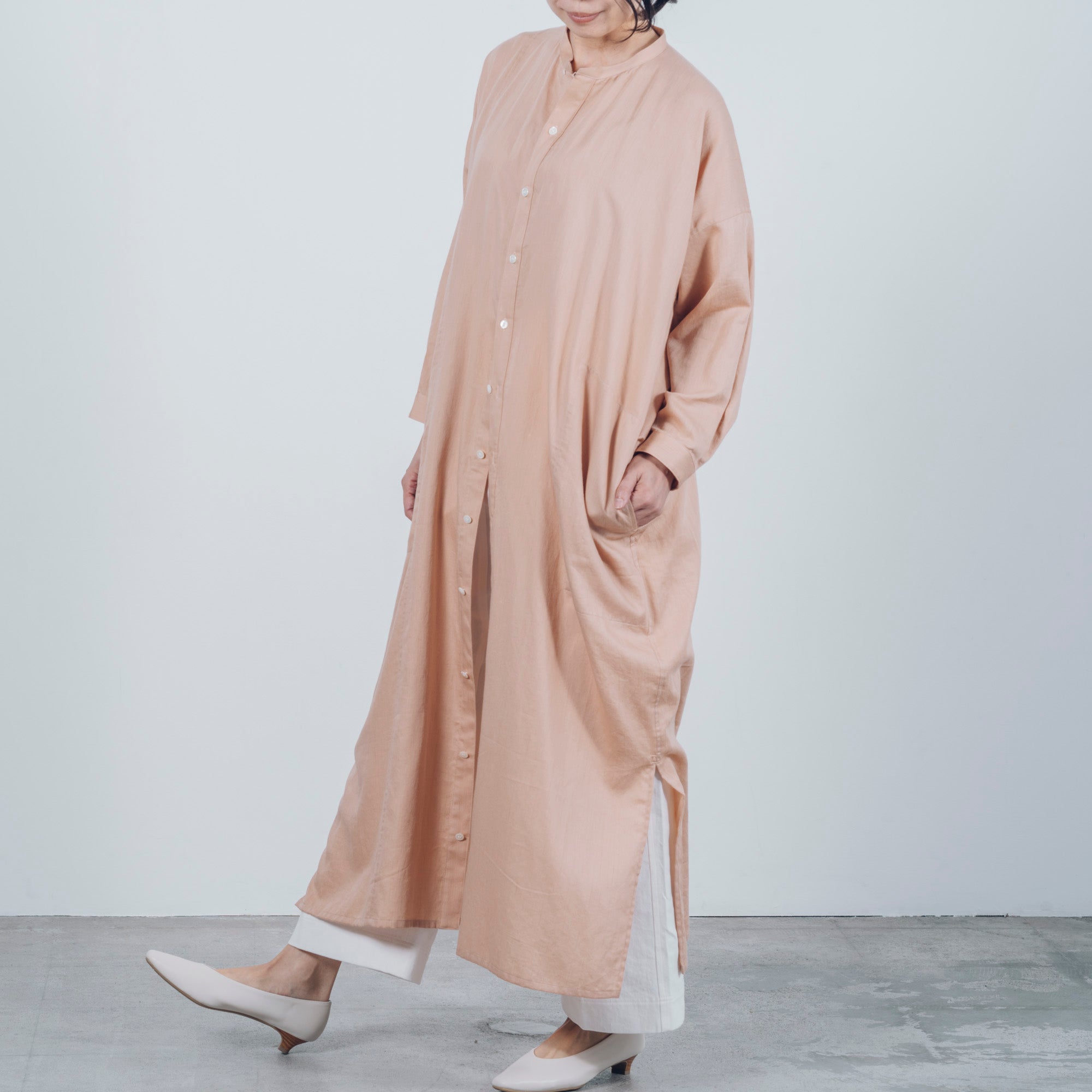 [Echizen One-piece] Maxi length/organic cotton/loquat pink