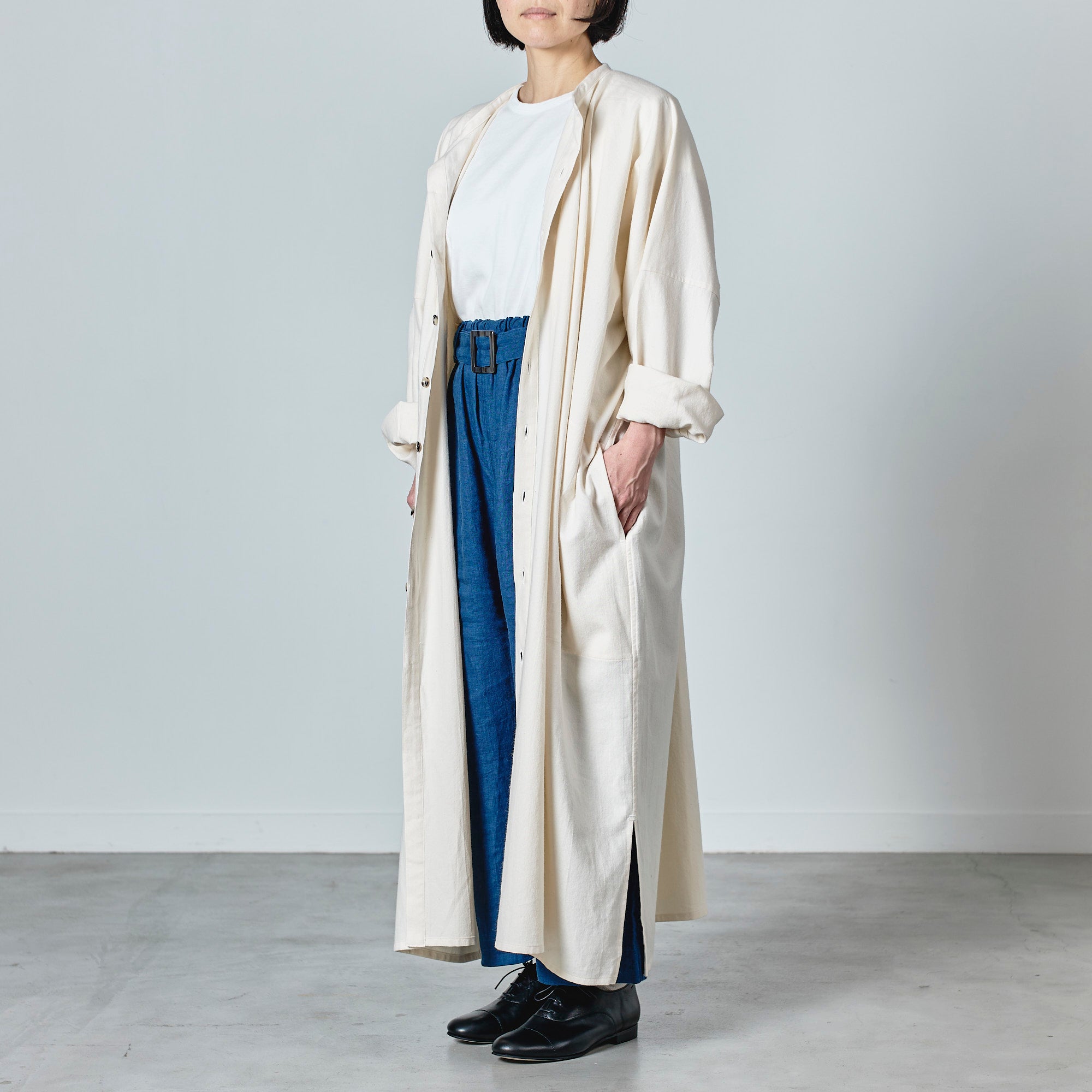 [Echizen One-piece] Organic cotton flannel/off-white