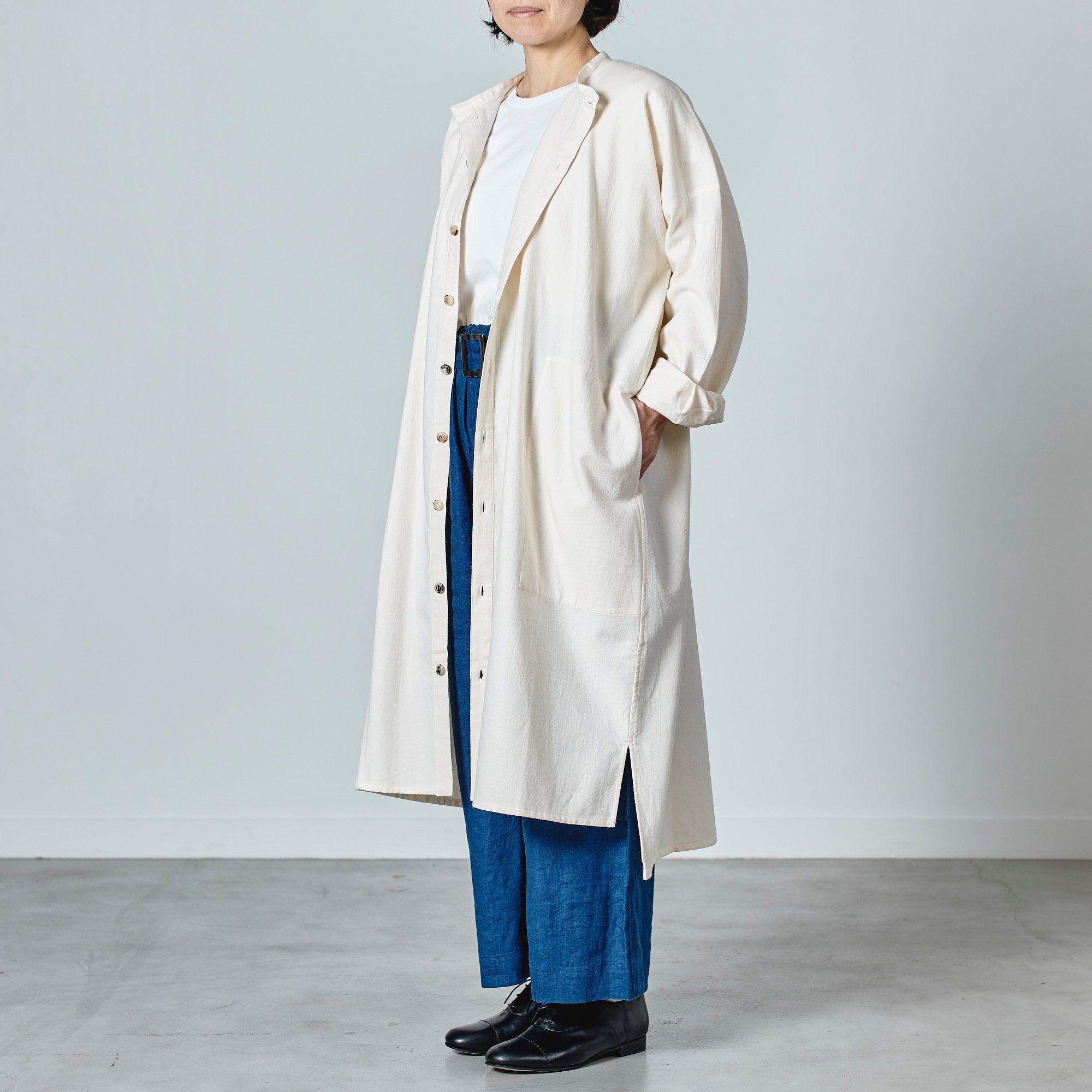 [Echizen One-piece] Organic cotton flannel/off-white