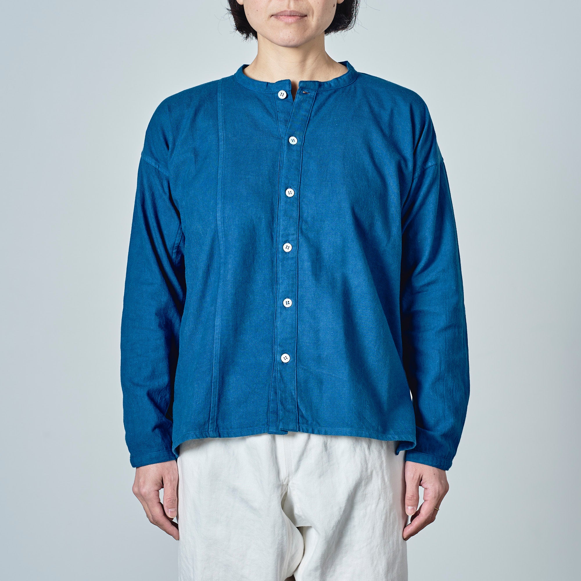 [Echizen Shirt] Organic cotton flannel/light blue