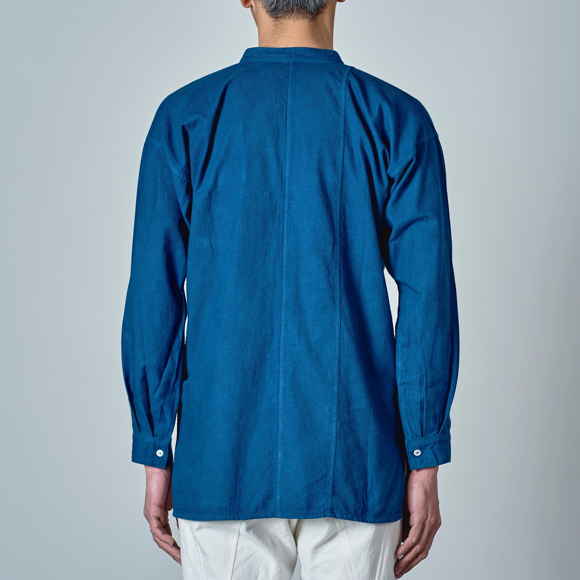 [Men's Echizen Shirt] Organic cotton flannel/dark indigo blue