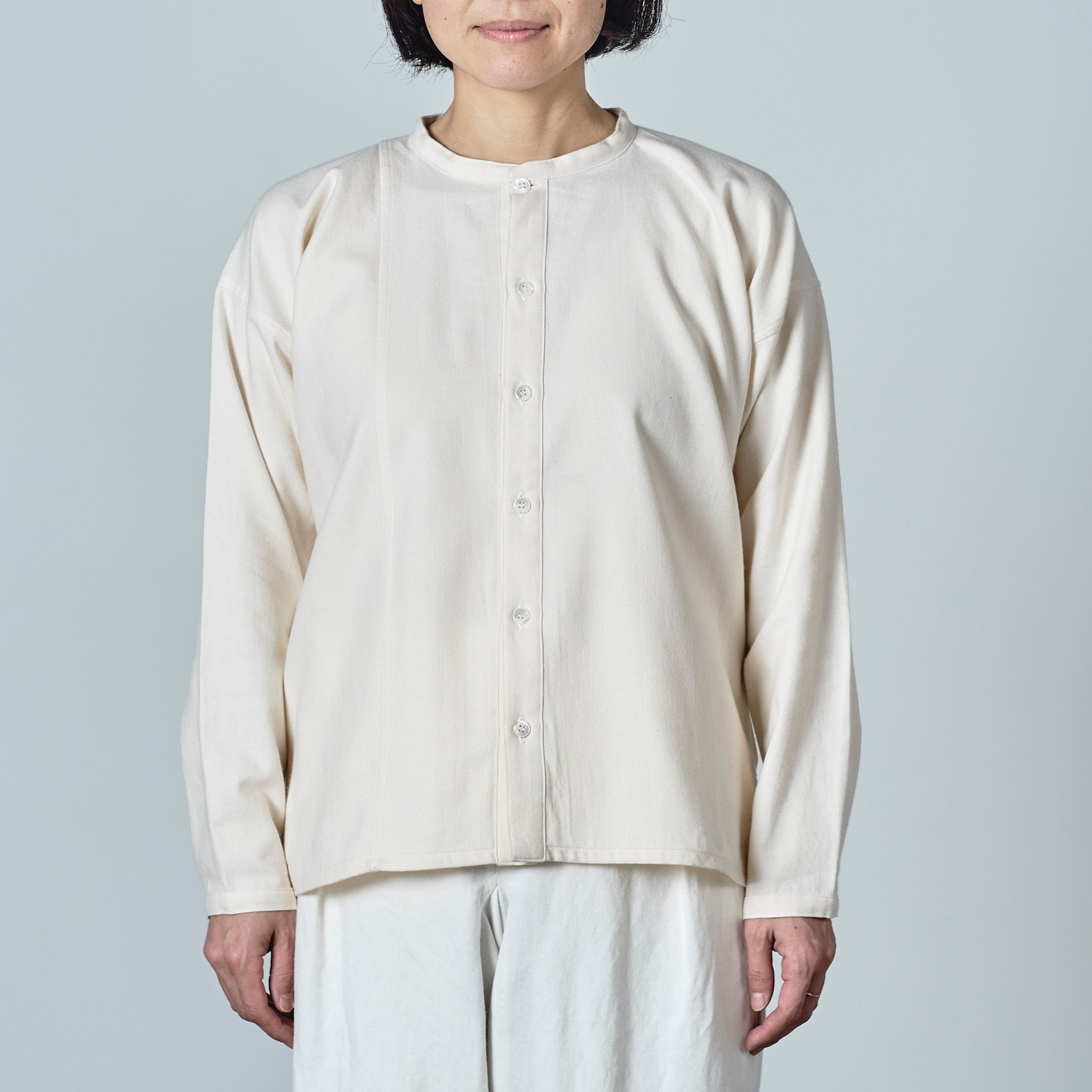 [Echizen Shirt] Organic cotton flannel/off-white