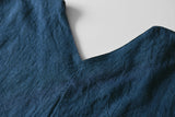［シャツ］Vネックシャツ/リネン/いとしろ藍