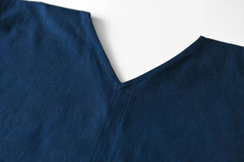 ［シャツ］Vネックシャツ/オーガニックコットン/いとしろ藍