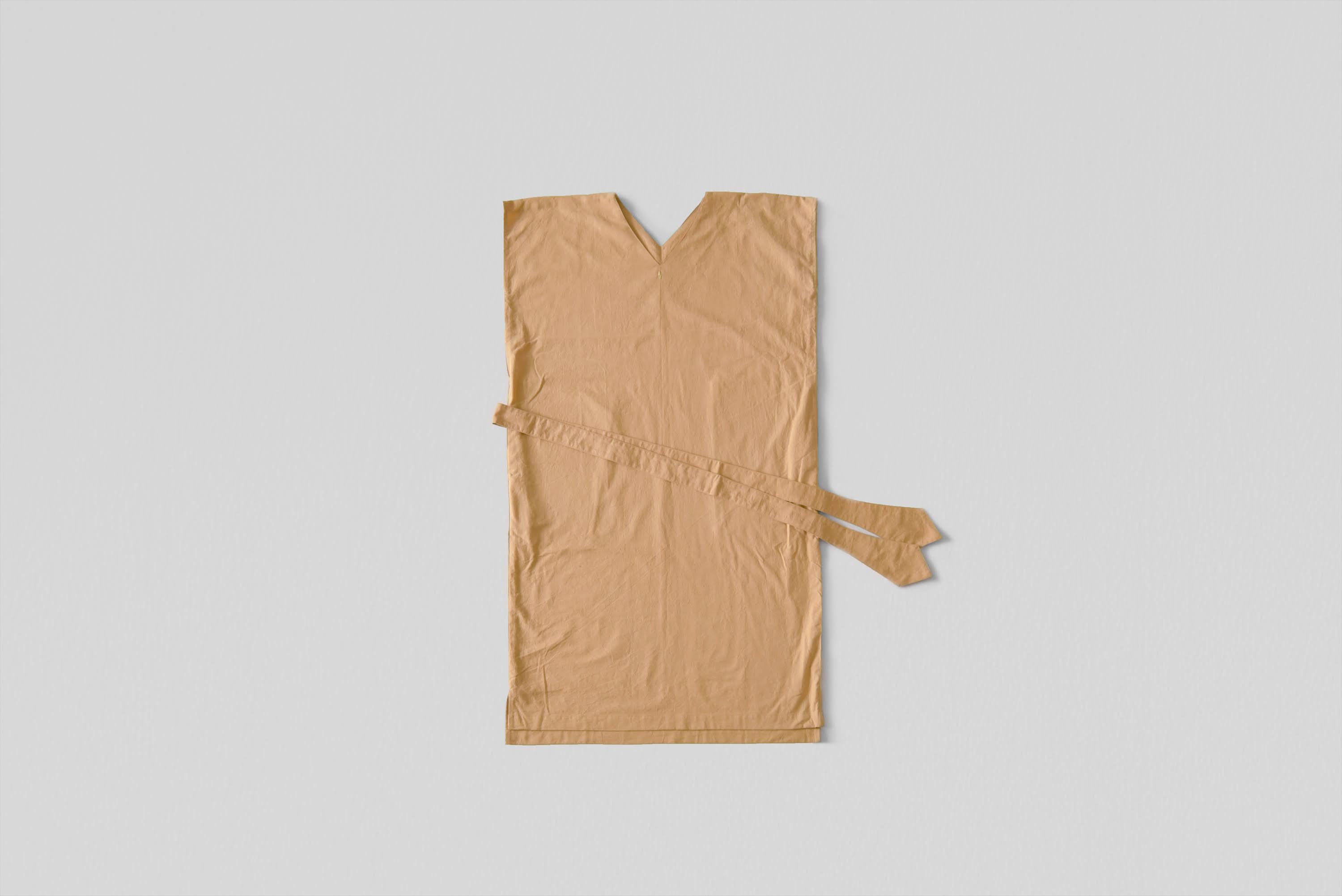 [Dress] V-neck dress/cotton/orange (cedar)