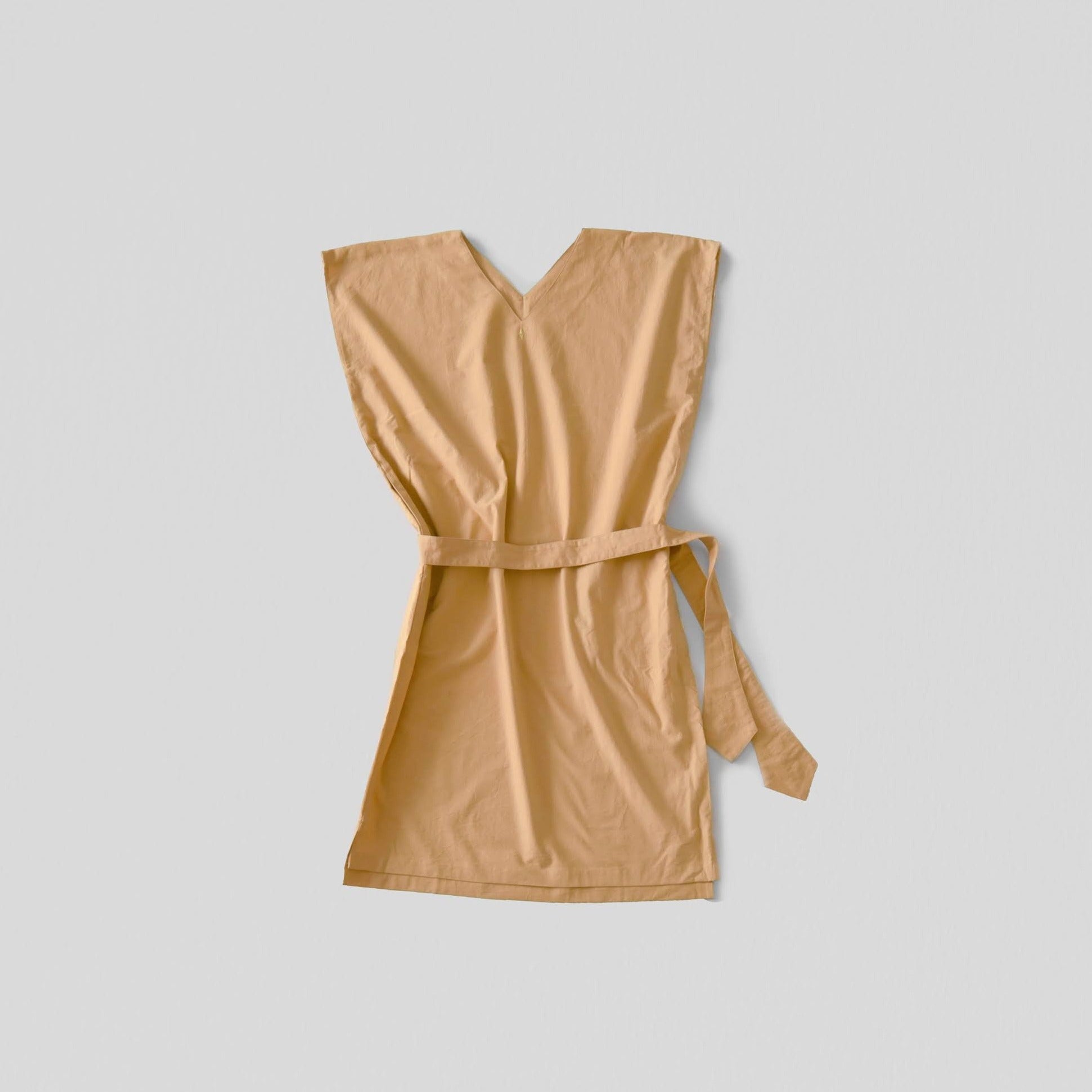[Dress] V-neck dress/cotton/orange (cedar)
