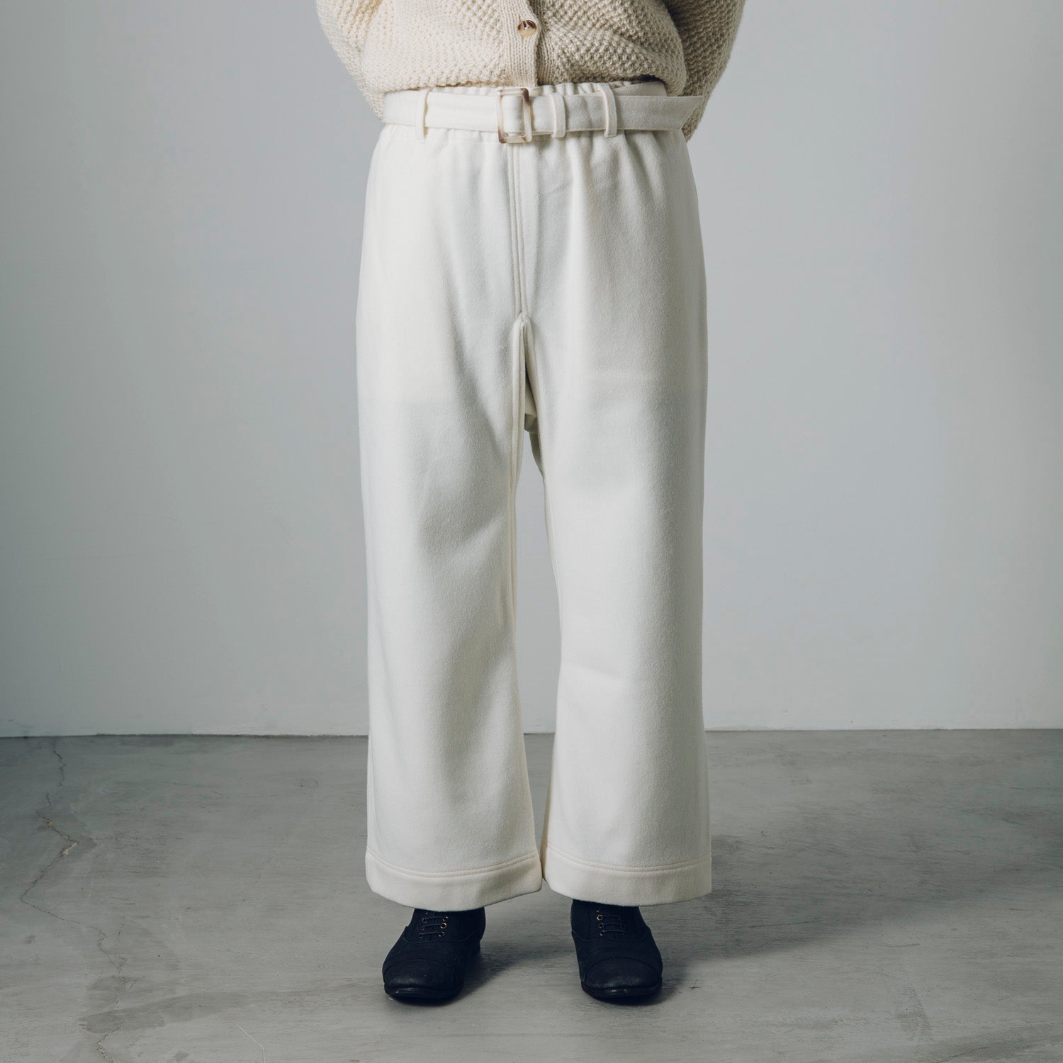 [Hakama] Melton wool/white (straight)