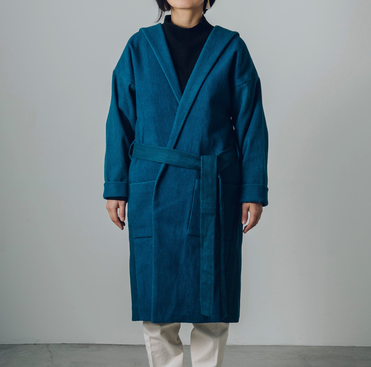 [Coat] Cotton/Sashiko weave/Indigo blue