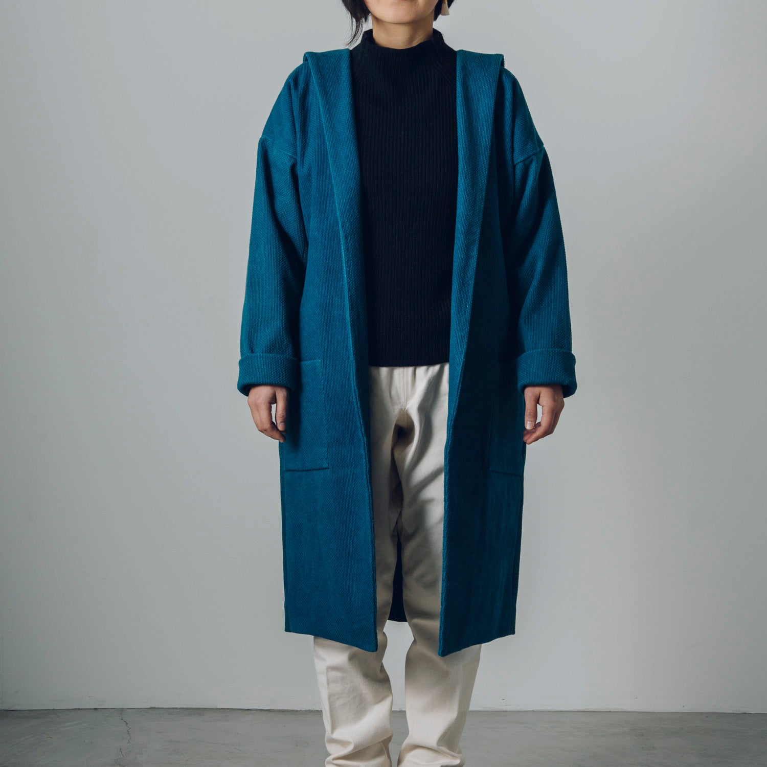 [Coat] Cotton/Sashiko weave/Indigo blue