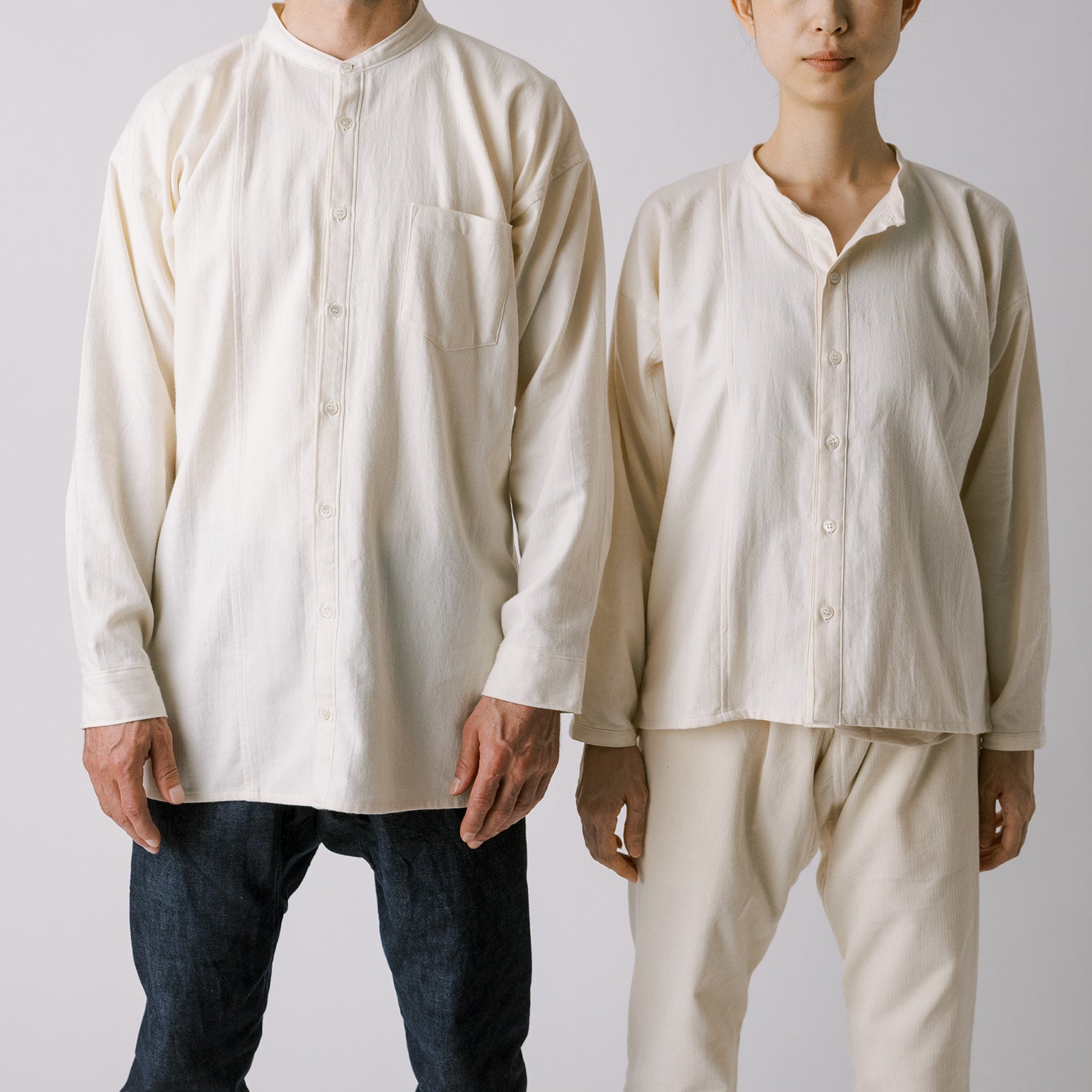 [Men's Echizen Shirt] Organic cotton flannel/off-white