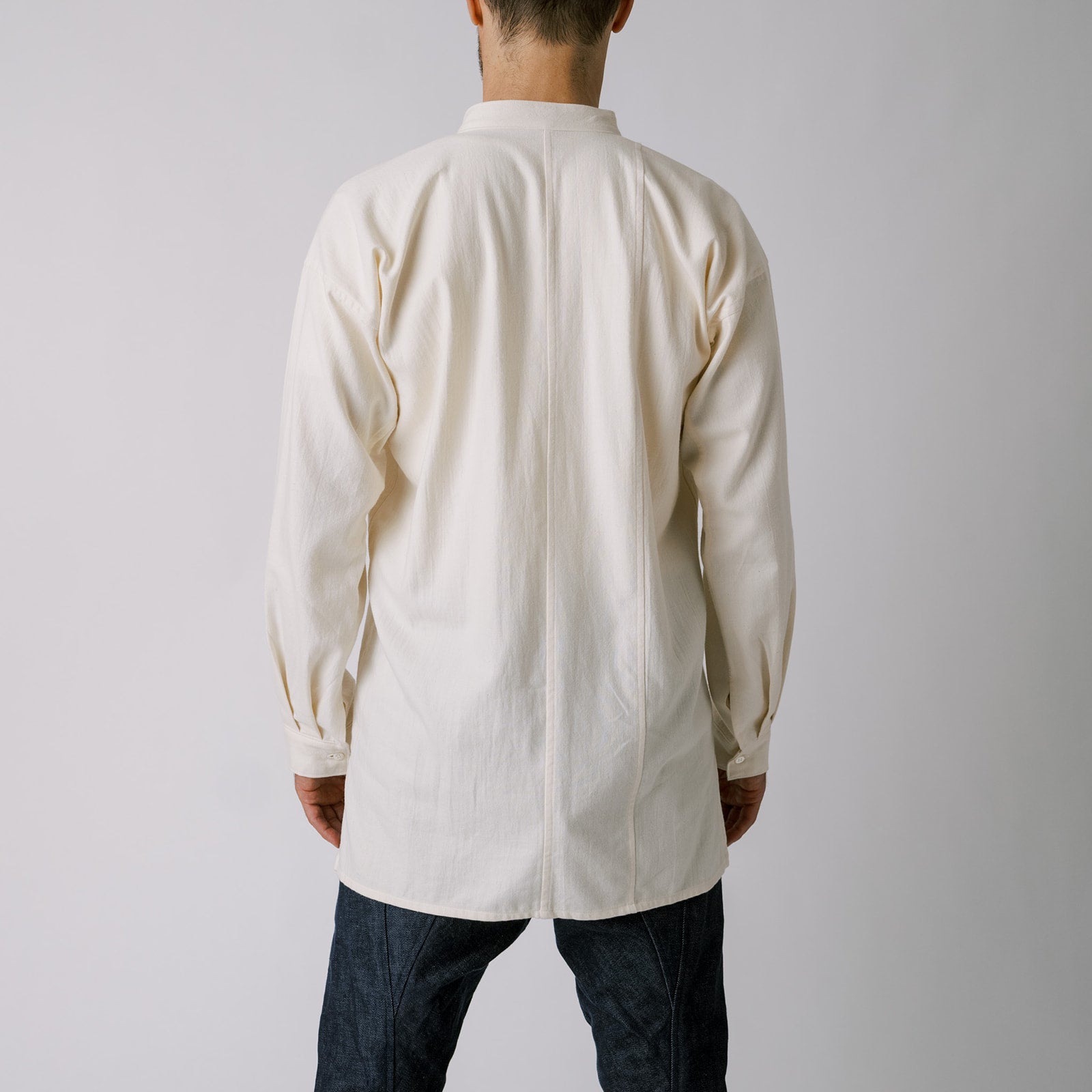 [Men's Echizen Shirt] Organic cotton flannel/off-white