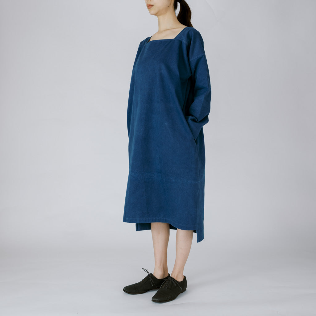 ［スクエアワンピース］オーガニックコットン/いとしろ藍