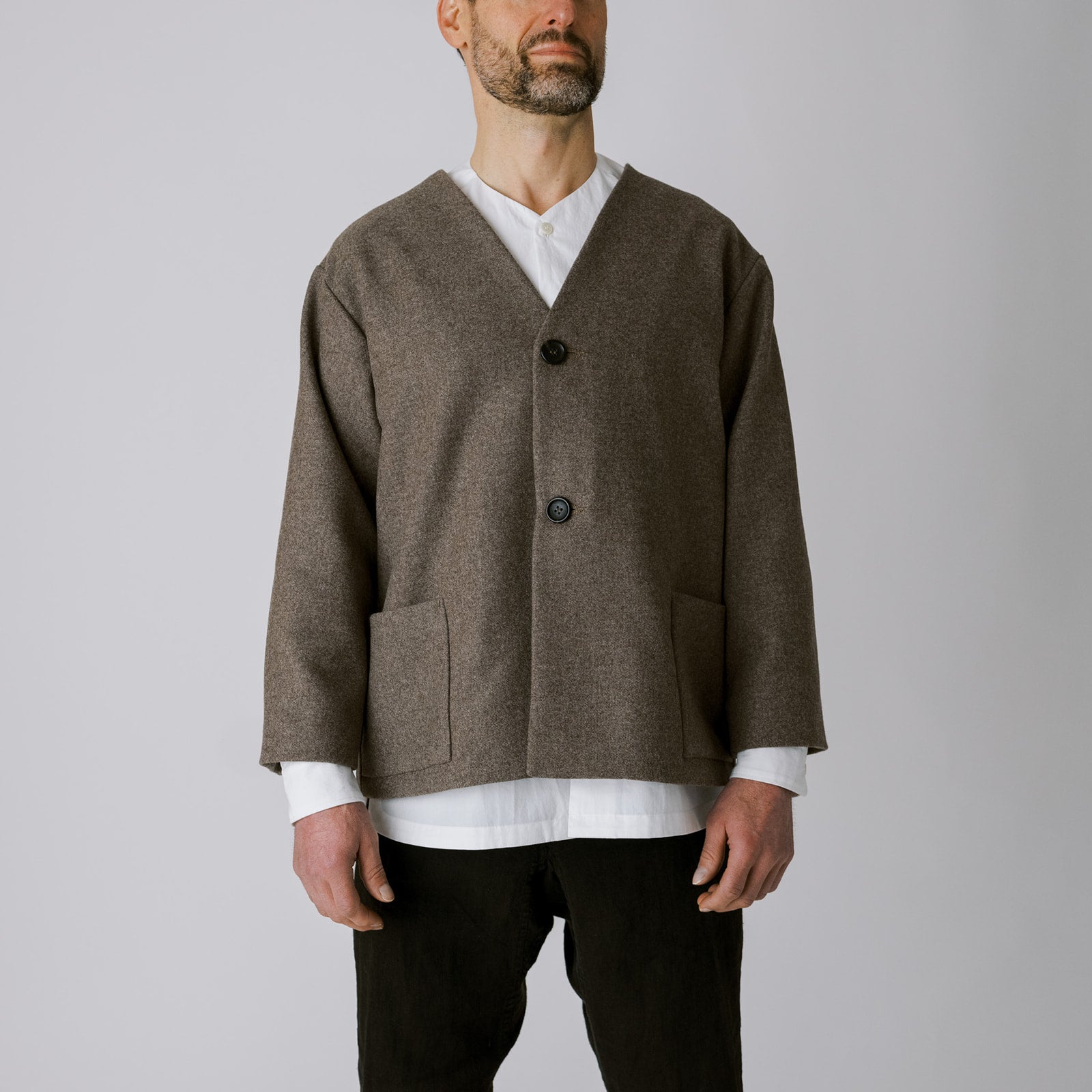 [Jacket] Wool (black merino) / Button / Available in 2 colors