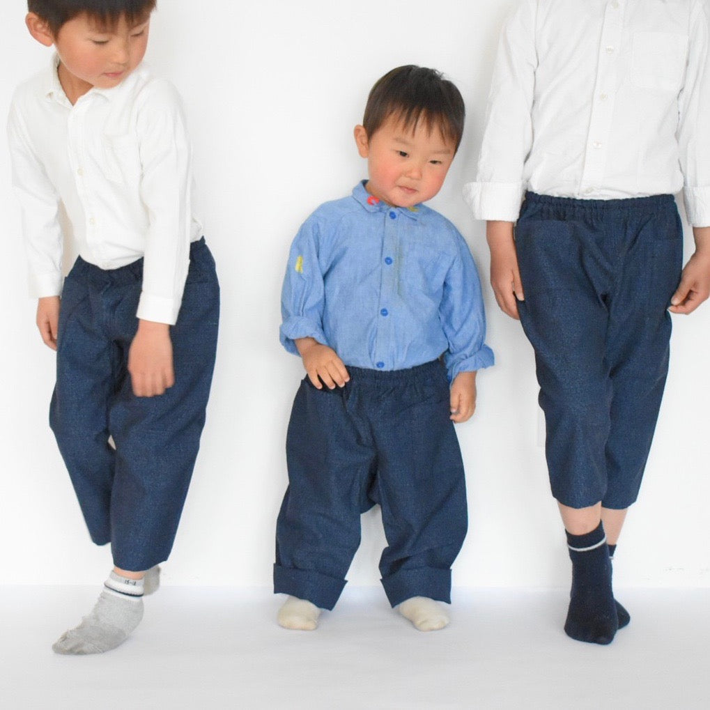 [Kids' Tsuke] Wool Kimono Fabric/Navy