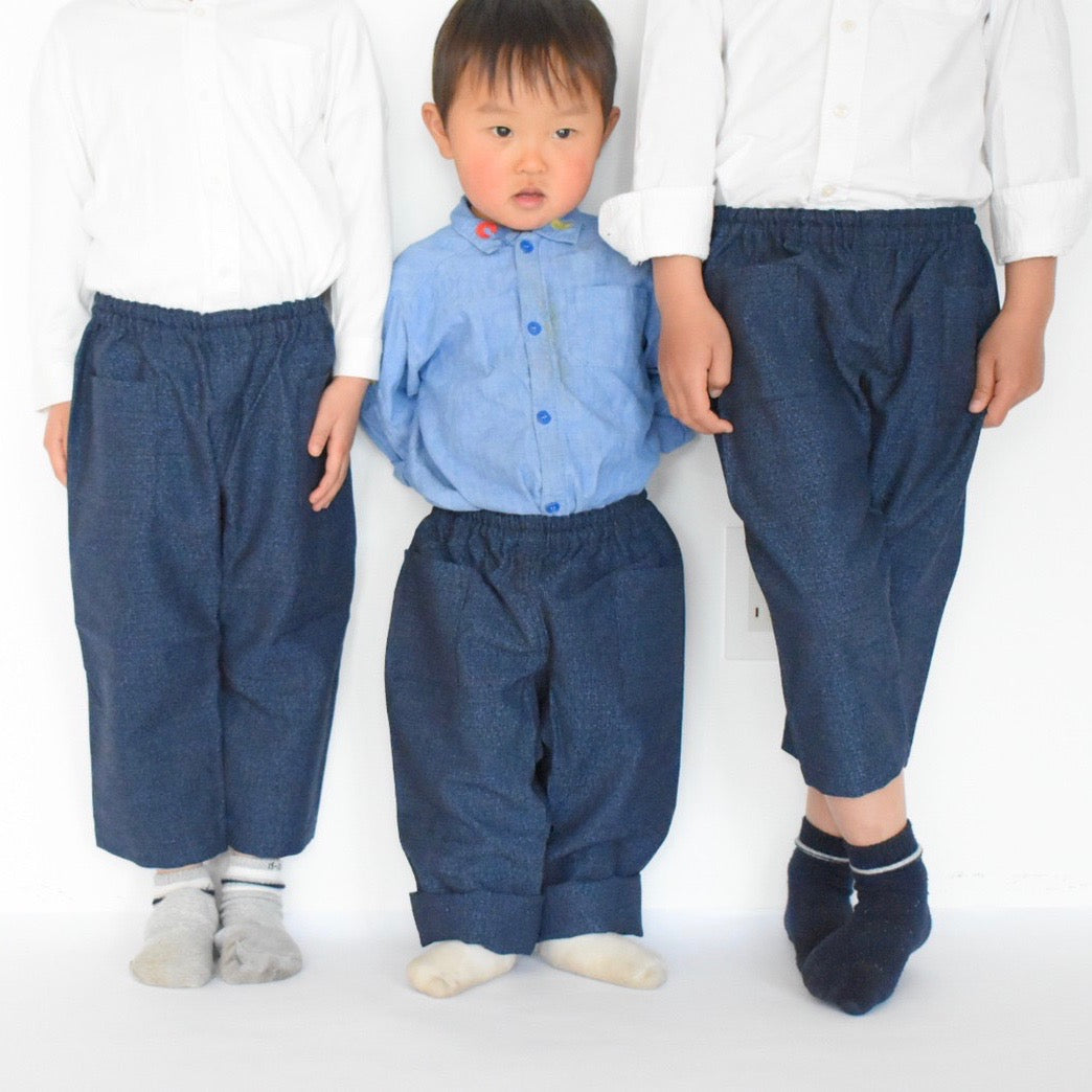 [Kids' Tsuke] Wool Kimono Fabric/Navy