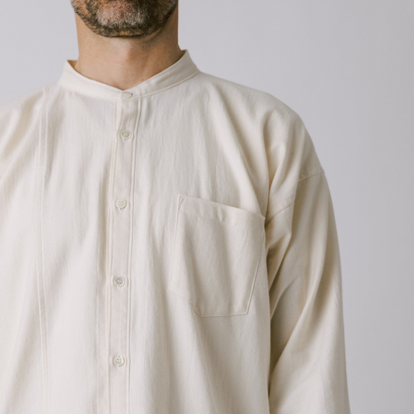 [Men's Echizen Shirt] Organic cotton flannel/off-white