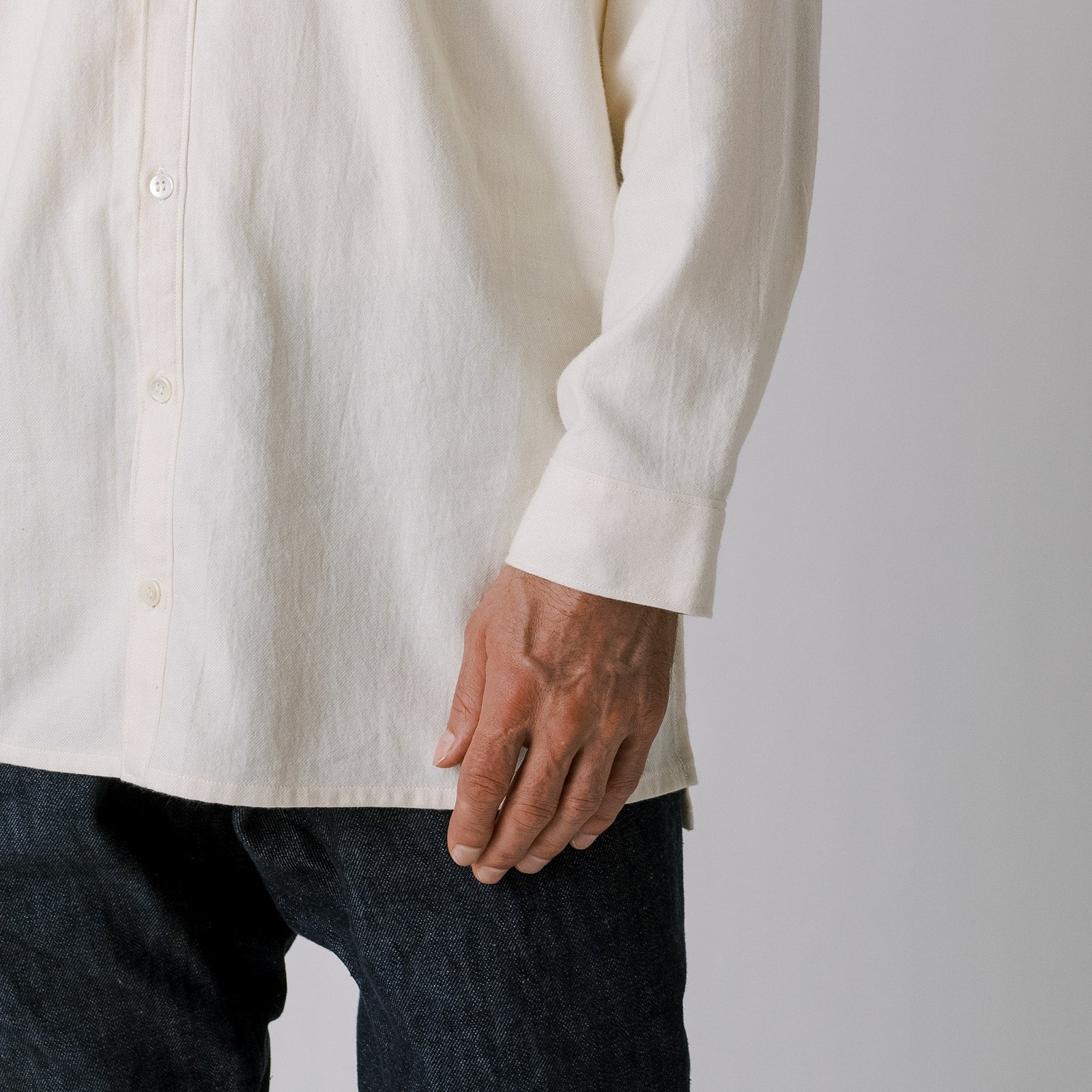 [Men's Echizen Shirt] Organic cotton flannel/off-white